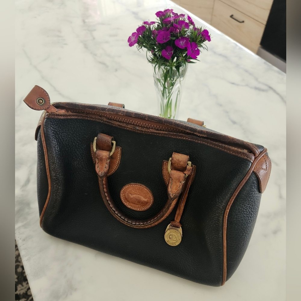 Dooney & Bourke Black and Brown Leather Satchel